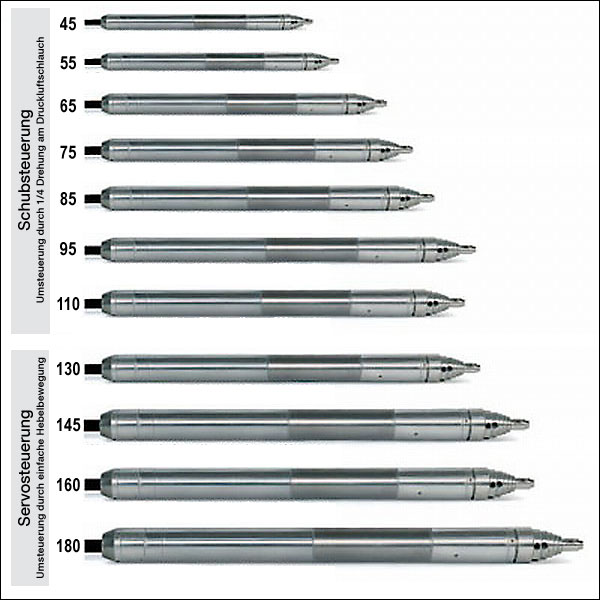 Erdraketen von 45 bis 180 mm ø